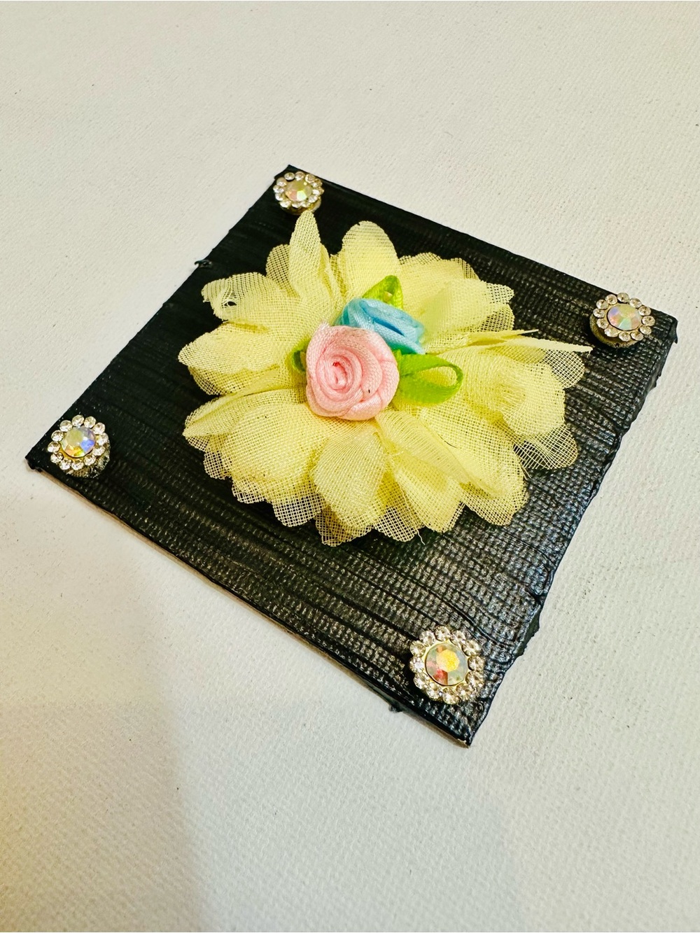 Pastel Floral Garden 3x3” Metallic Mixed Media Magnet - Picture 3 of 3